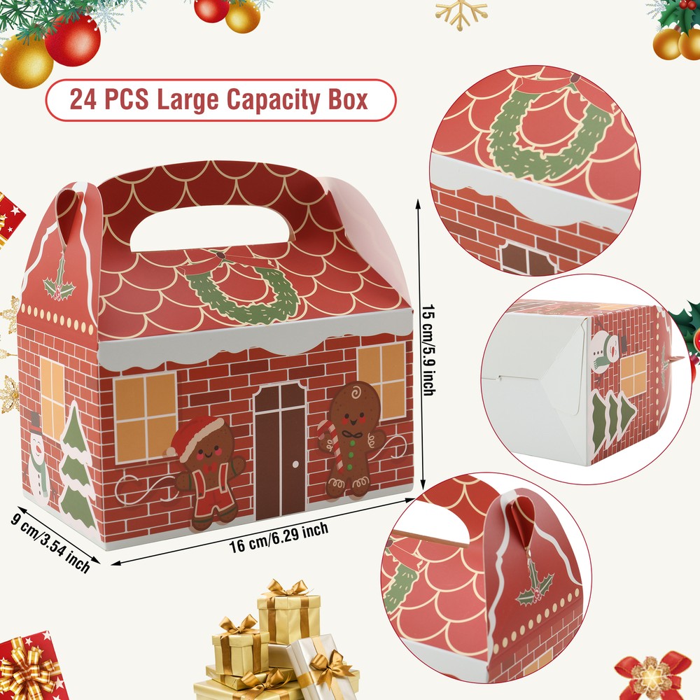 24 pack Paper Red Gift Boxes with Lids Christmas Present Cookies Gift Boxes
