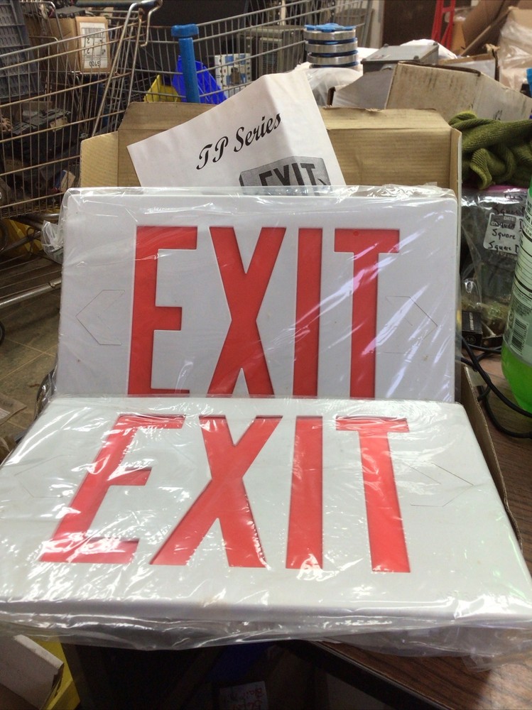 ASTRALITE L.E.D Exit Sign 2-SIDED Unit TP-U-R-W-EM White Housing (VR10)