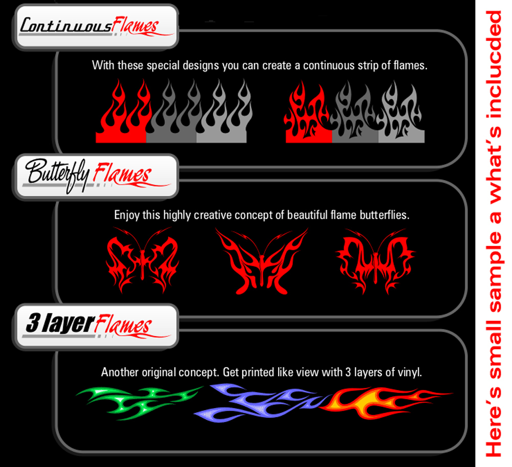 FLAMES CLIPART-VINYL CUTTER PLOTTER IMAGES-VECTOR CLIP ART GRAPHICS CD