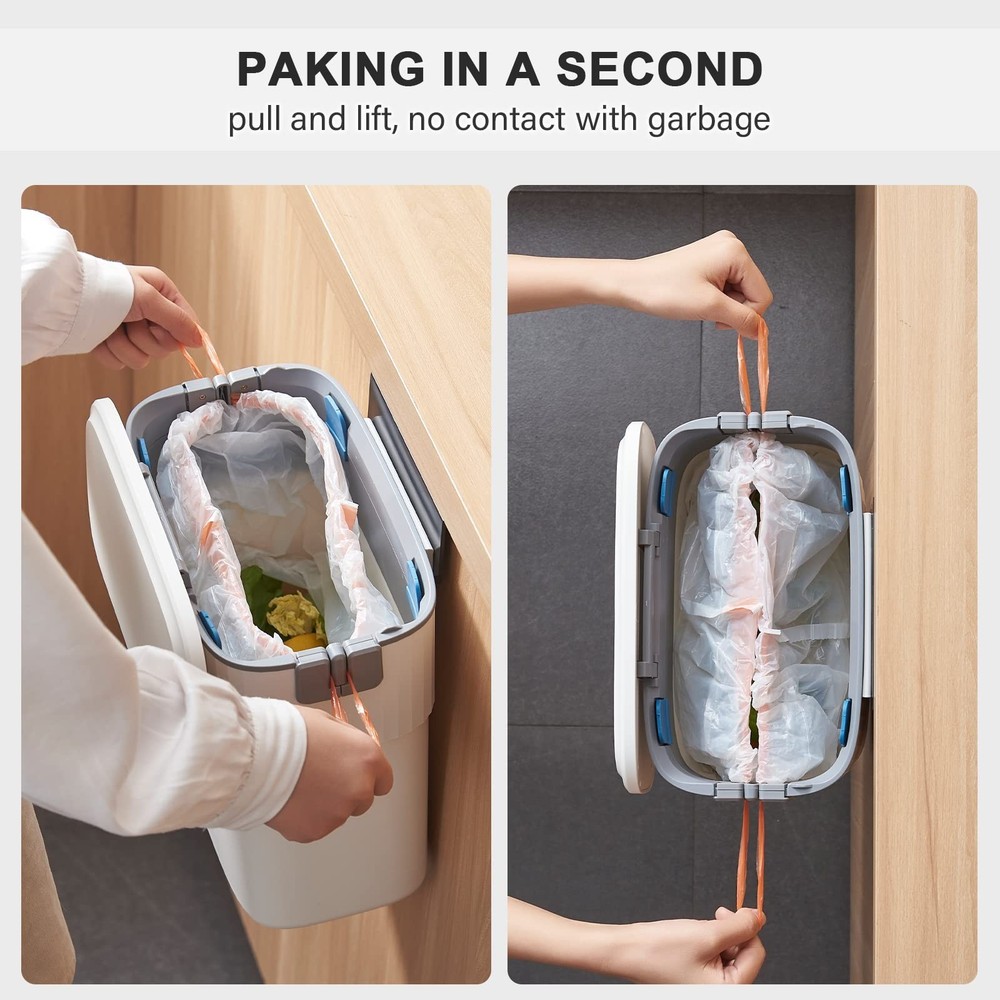 ELPHECO Hanging Trash Can with Lid 2.5 Gallon Kitchen Compost Bin for Under S...