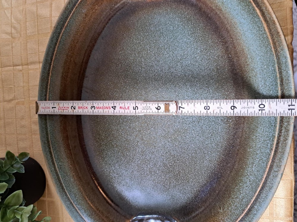 Sage And Brown Speckled Shell Serving Tray Plate