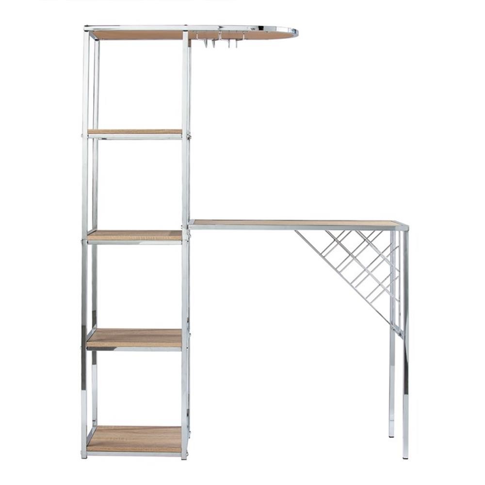 Maklaine Transitional Engineered Wood Serving Table with Bar Storage in Natural