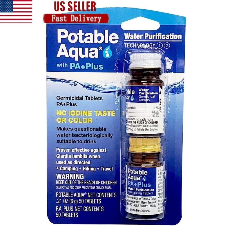 Water Purification Tablets Drinking Water 2-Pack 50 Count Emergency Use