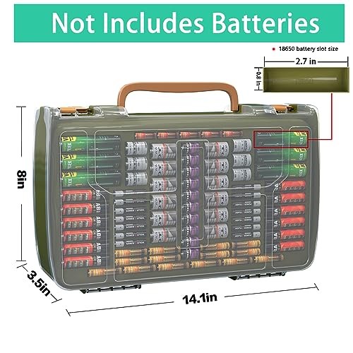 Battery Organizer Case with Tester-Double-Sided Design for 269+ Green