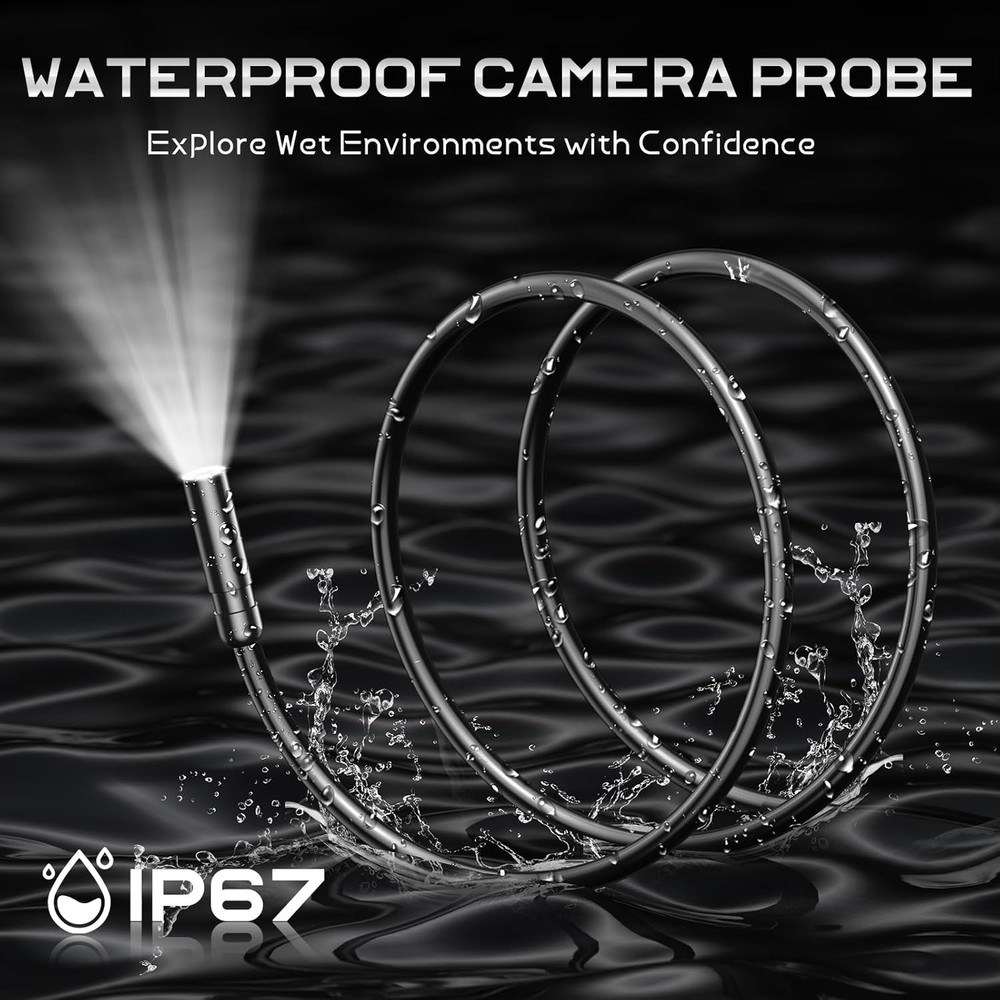 Borescope Camera with Light, 4.3" IPS 1080P HD Handheld Endoscope, 8 Adjustab...