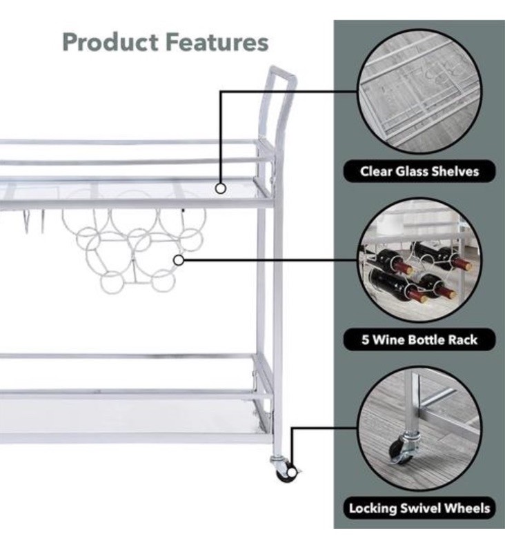 FirsTime & Co. Silver Delilah Bar Cart