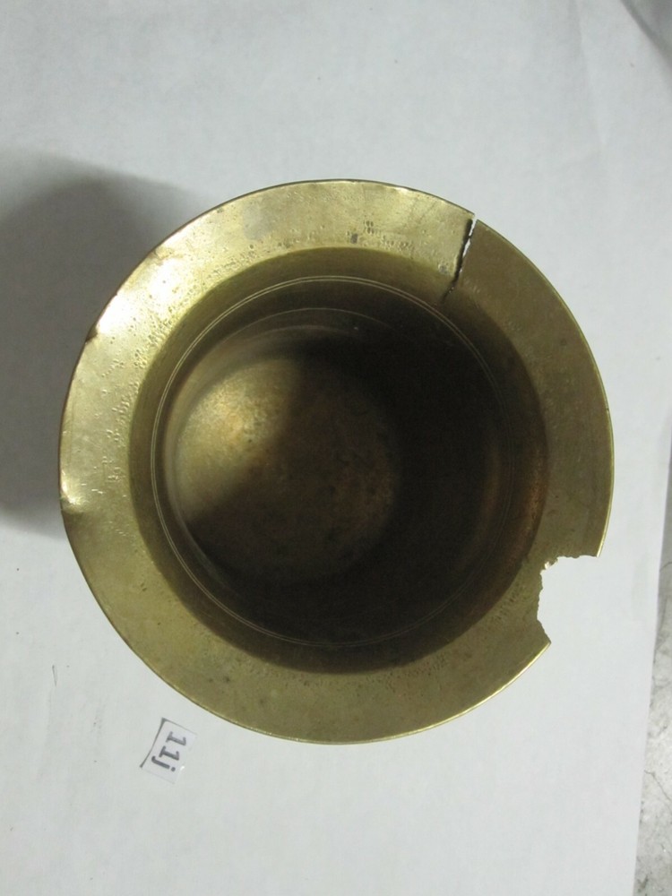 brass mortar Chemist apothecary grinding cup 2 handled