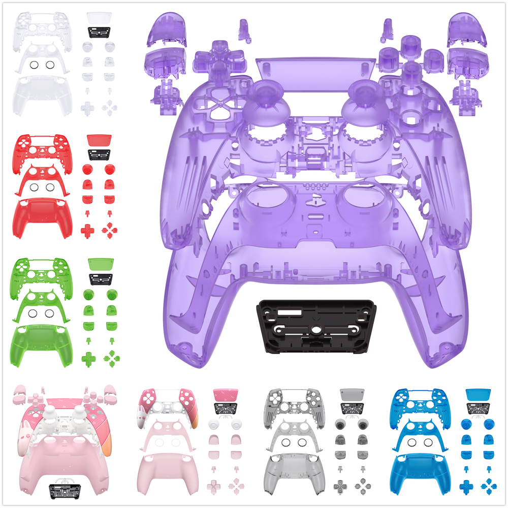 Clear Full Housing Shell Cover & Buttons Kit Replacement For Sony PS5 Controller