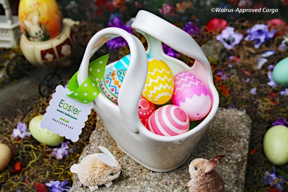 POTTERY BARN CERAMIC EASTER BASKET -NIB- GET A REAL HANDLE ON SPRINGTIME DÉCOR!