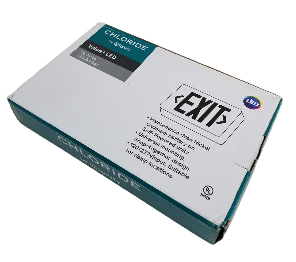 Chloride by Signify VERWEM Red LED Exit Sign Compact Plastic Battery Backup NEW