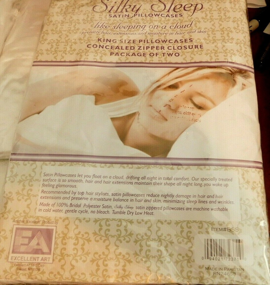 KING SIZE SATIN PILLOWCASES (2) WHITE-NICE & SOFT-GET READY FOR A GREAT  XX