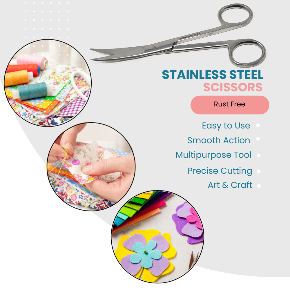 Sewing Craft Art DIY Scissors 6.5" Curved Tips Sharp/Sharp All Purpose Shears