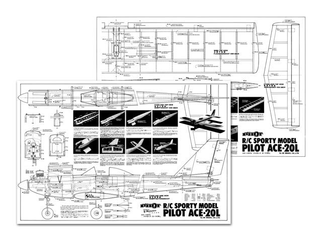 Ace 20L 49" WS RC Model Airplane Full Size Printed Plans & Templates