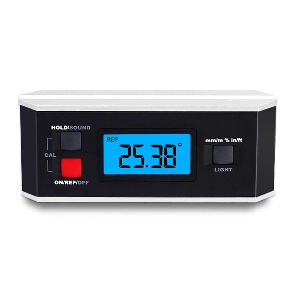 Black V-Groove Digital Angle Finder with Backlight Display - High-Precision I...