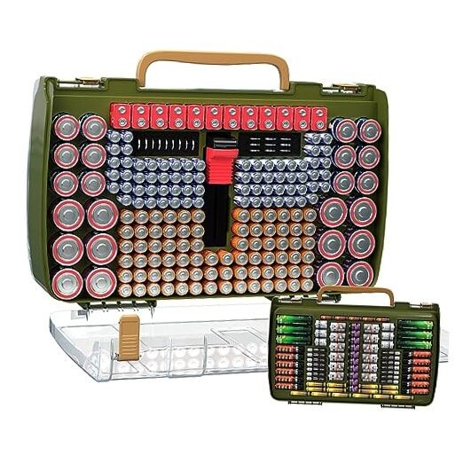 Battery Organizer Case with Tester-Double-Sided Design for 269+ Green