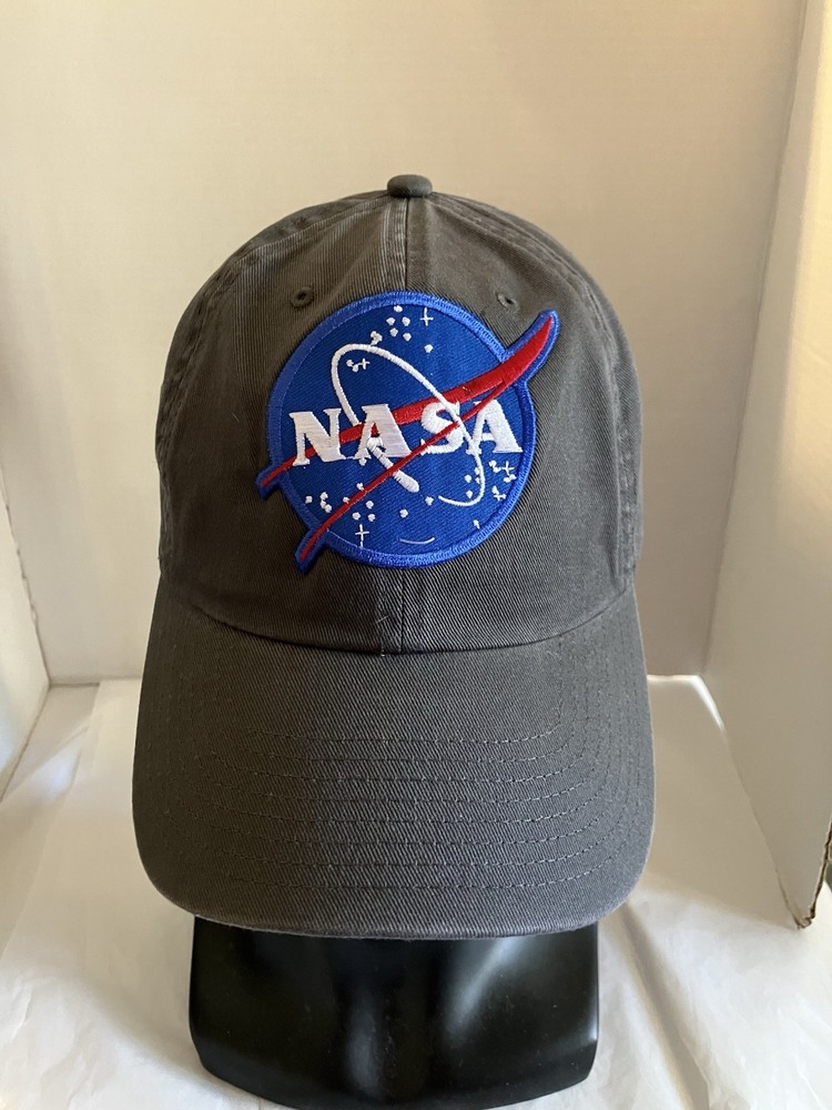 NASA Strap Back Gray Embroidered Patch Cotton Hat
