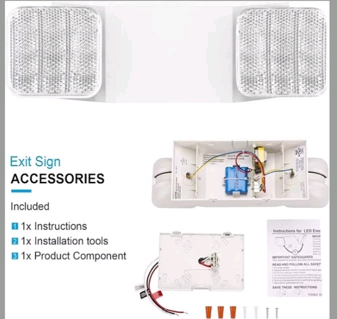 EXITLUX..2 Pack LED Emergency Exit Light Adjustable 2 Head With Battery Back-up