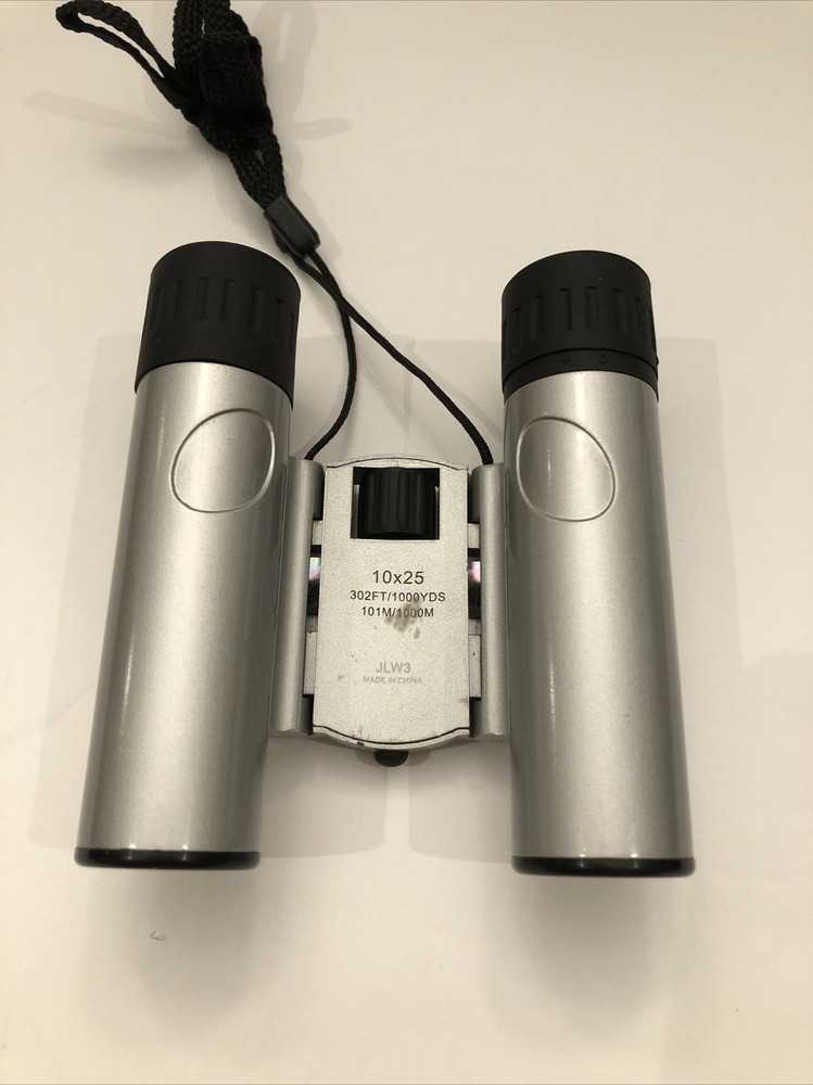 Barska 10x25 Compact Binoculars with Compass & Case Good Used Condition