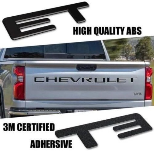 Matte Black 3D Raised Tailgate Letter Inserts for Silverado 2019-2025
