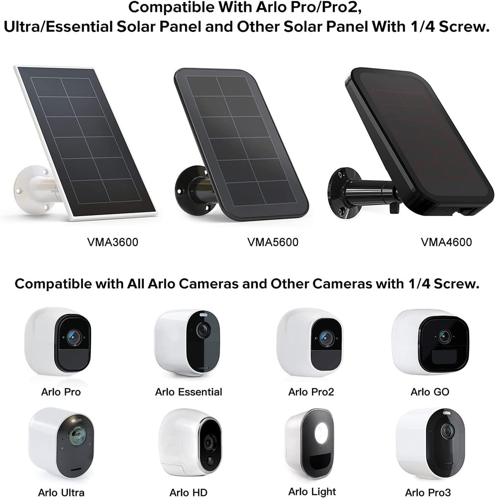 2Pack Gutter Mount Compatible with Arlo Essential Solar Panel, Arlo Pro 5S/Pro 4