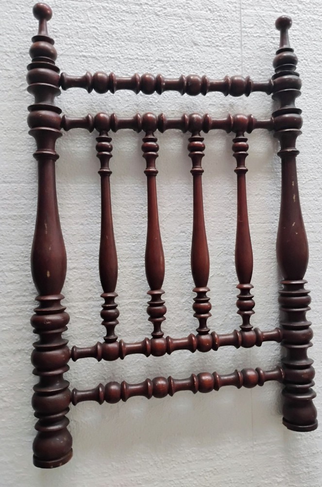 Antique Victorian Walnut Panel w/ Turned Spindles 14" x 21" high