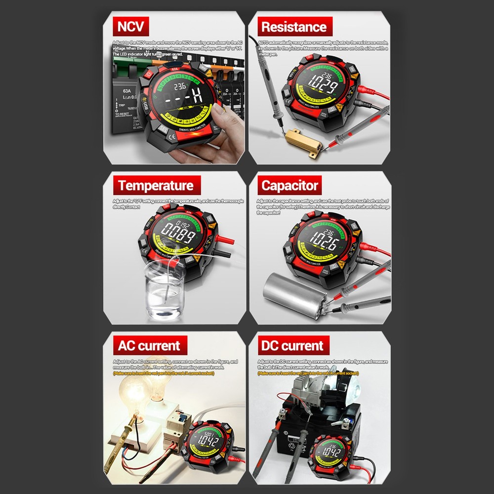 6000 Counts Multimeter With Backlit Display For Electricians WUJF