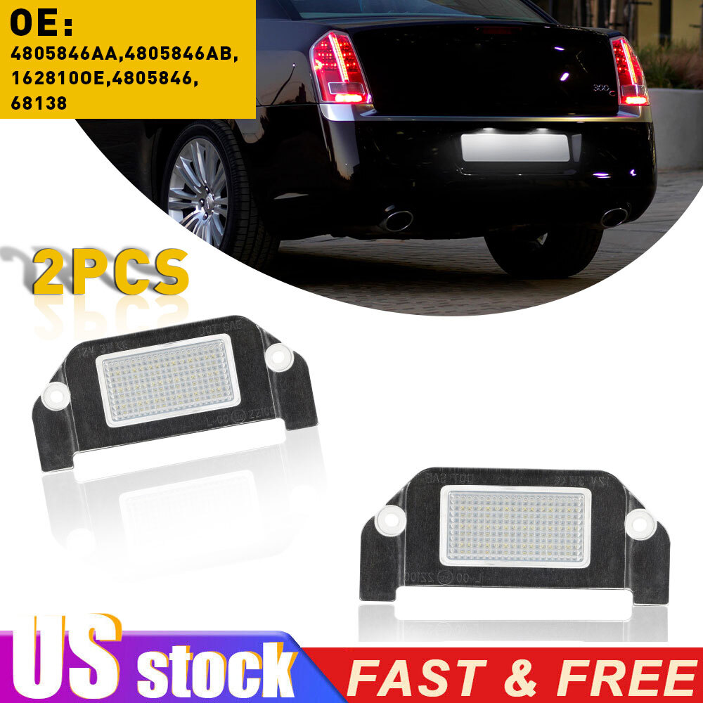 For 2005-14 Chrysler 300 300C White LED License Plate Lights Lamp Error Free 2PC