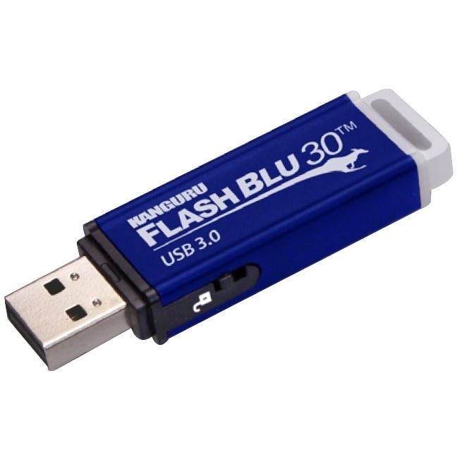 Kanguru FlashBlu30 with Physical Write Protect Switch SuperSpeed USB3.0 Flash Dr