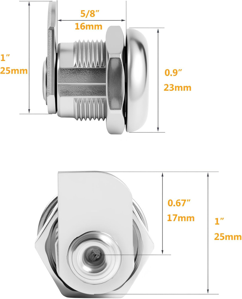 Truck Toolbox Lock Cylinder with Keys, 5/8" Replacement (2 Pack)