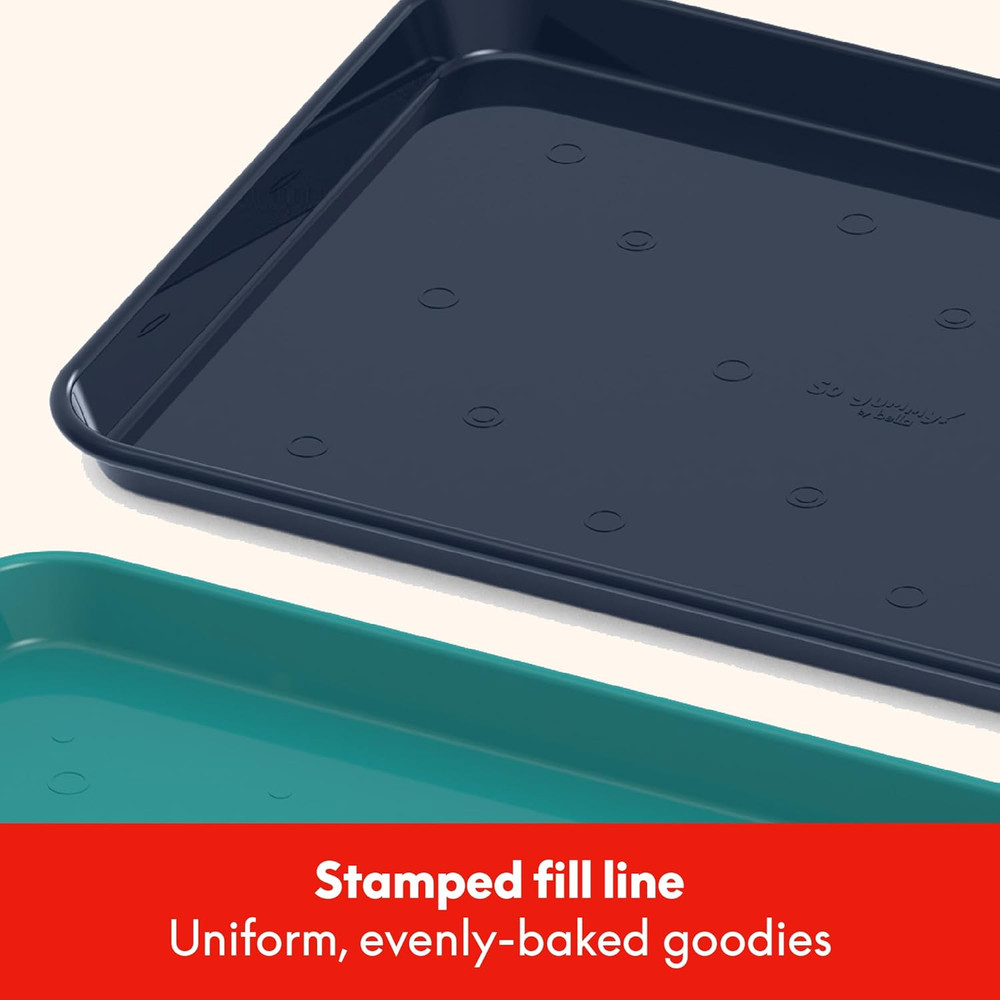 by Bella 3 Piece Cookie Pan Set, Nonstick Bakeware Set with 3 Rectangular Alumin