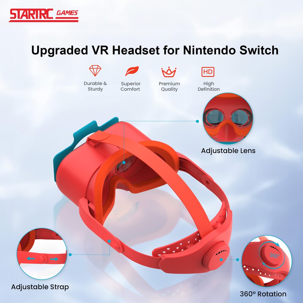VR Headset for Nintendo Switch/OLED Virtual Reality Glasses w/Adjustable Lense