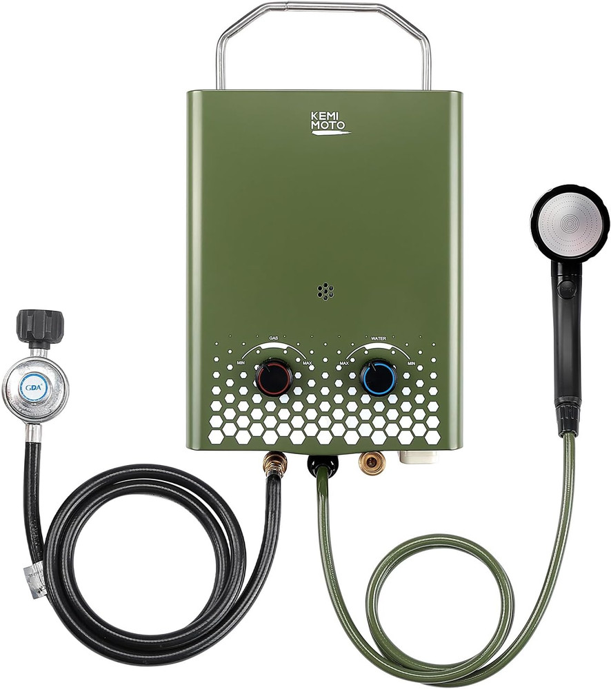 Camping Portable Tankless Water Heater 5L Capacity，1.32Gpm 34000 BTU Instant Pro