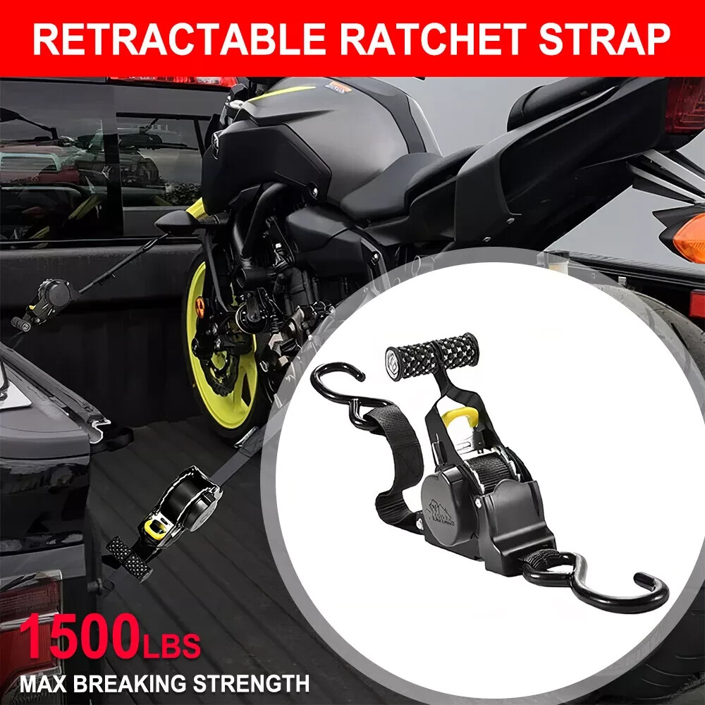 Retractable Ratchet Straps- (4 Pack) 1" x 10' 1200lb