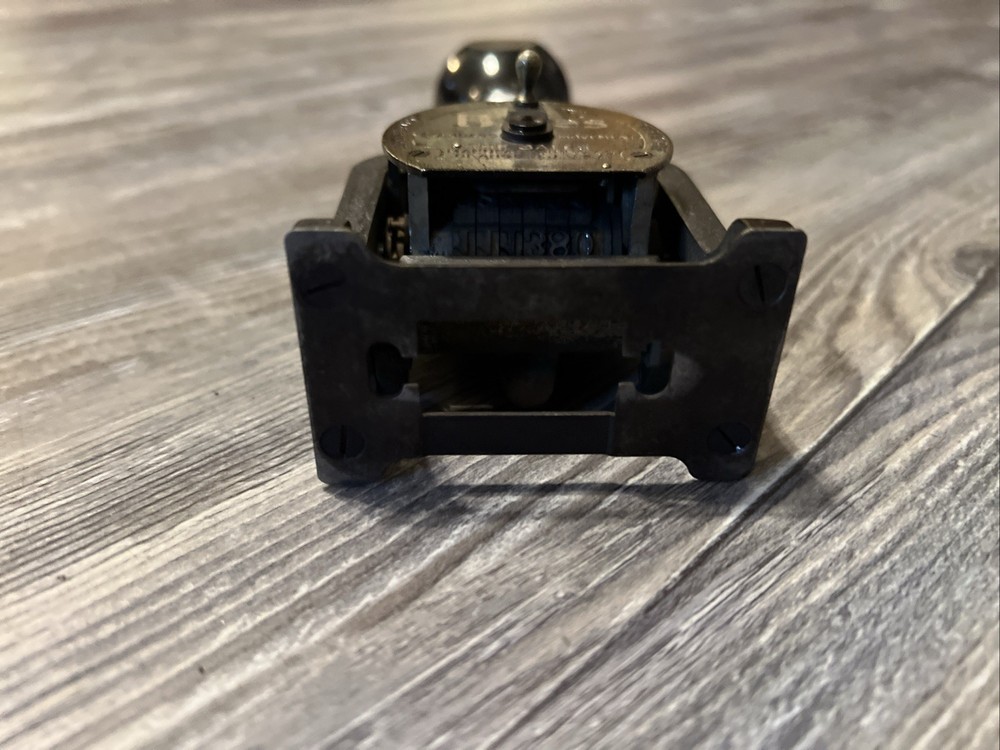 Antique Bates Numbering Machine Stamp Consecutive, Repeat, Duplicate, 6 Wheel