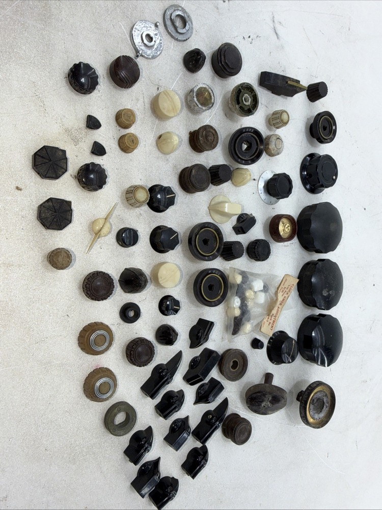 Huge Lot Vintage Bakelite Plastic Wood Control Knobs  Socket, USA Many Sizes