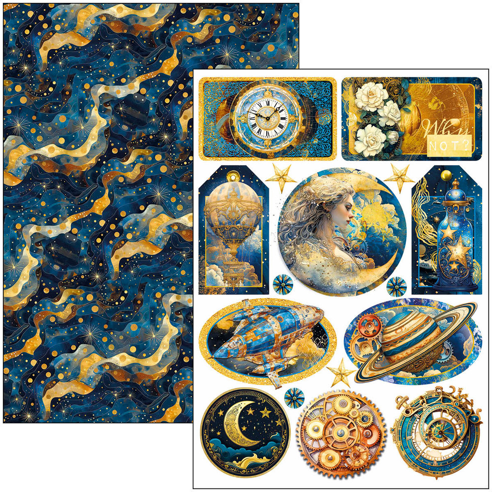 Ciao Bella CELESTIAL A4 Creative Pad 9/pkg Ephemera Cards Tags Journal