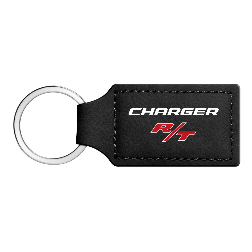 Dodge Charger R/T Rectangular Black Leather Key Chain Key-Ring
