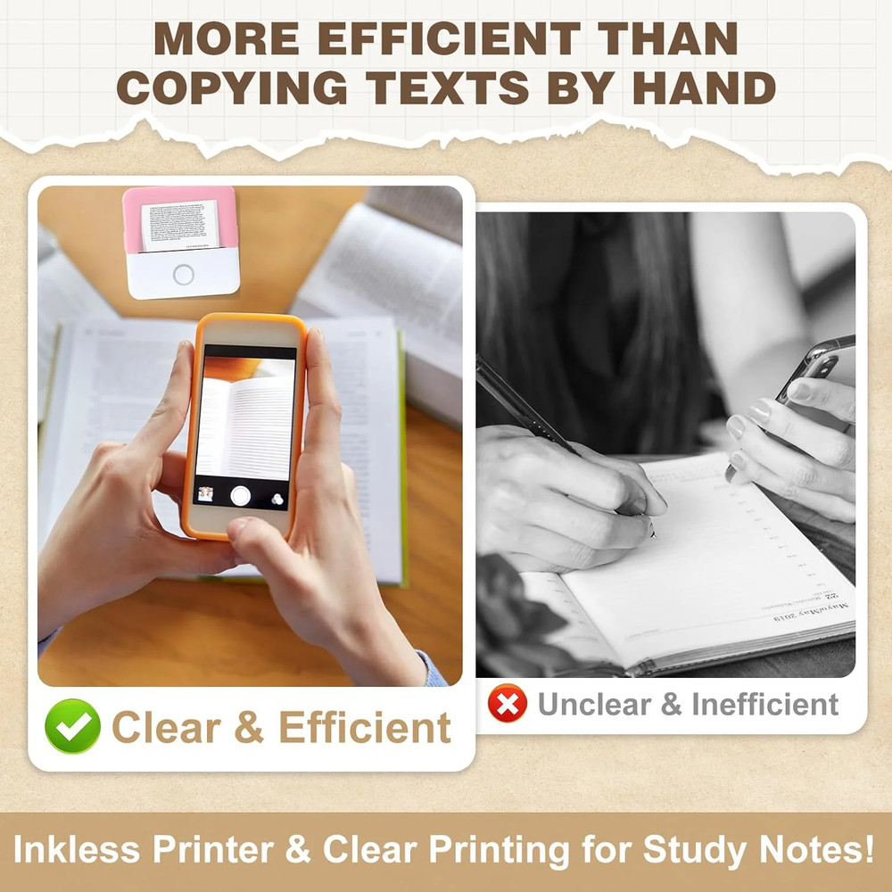 SLOK Thermal Mini Printer, Portable Inkless Bluetooth Sticker Maker with 10 Roll