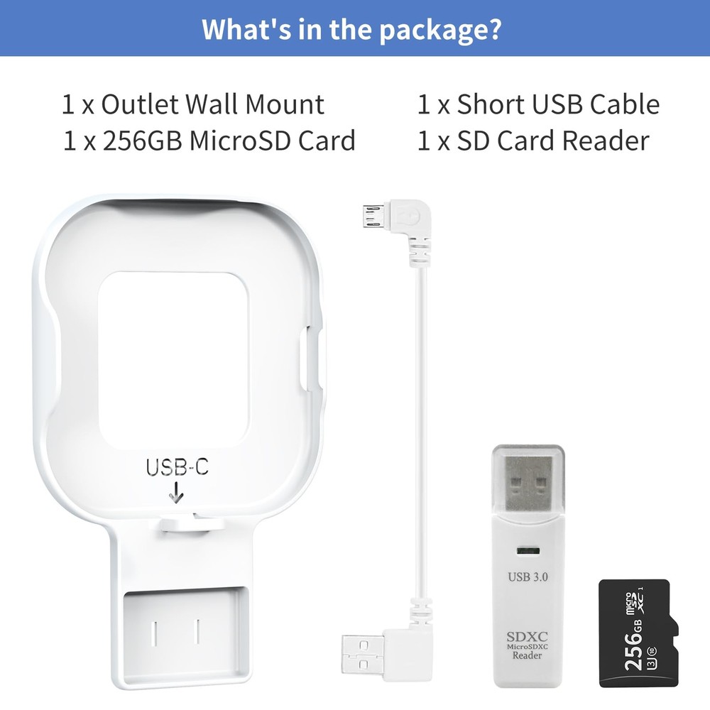 256GB MicroSD, Sync Module XR Mount, No-Drill for Blink Cameras, USB-C, Reader