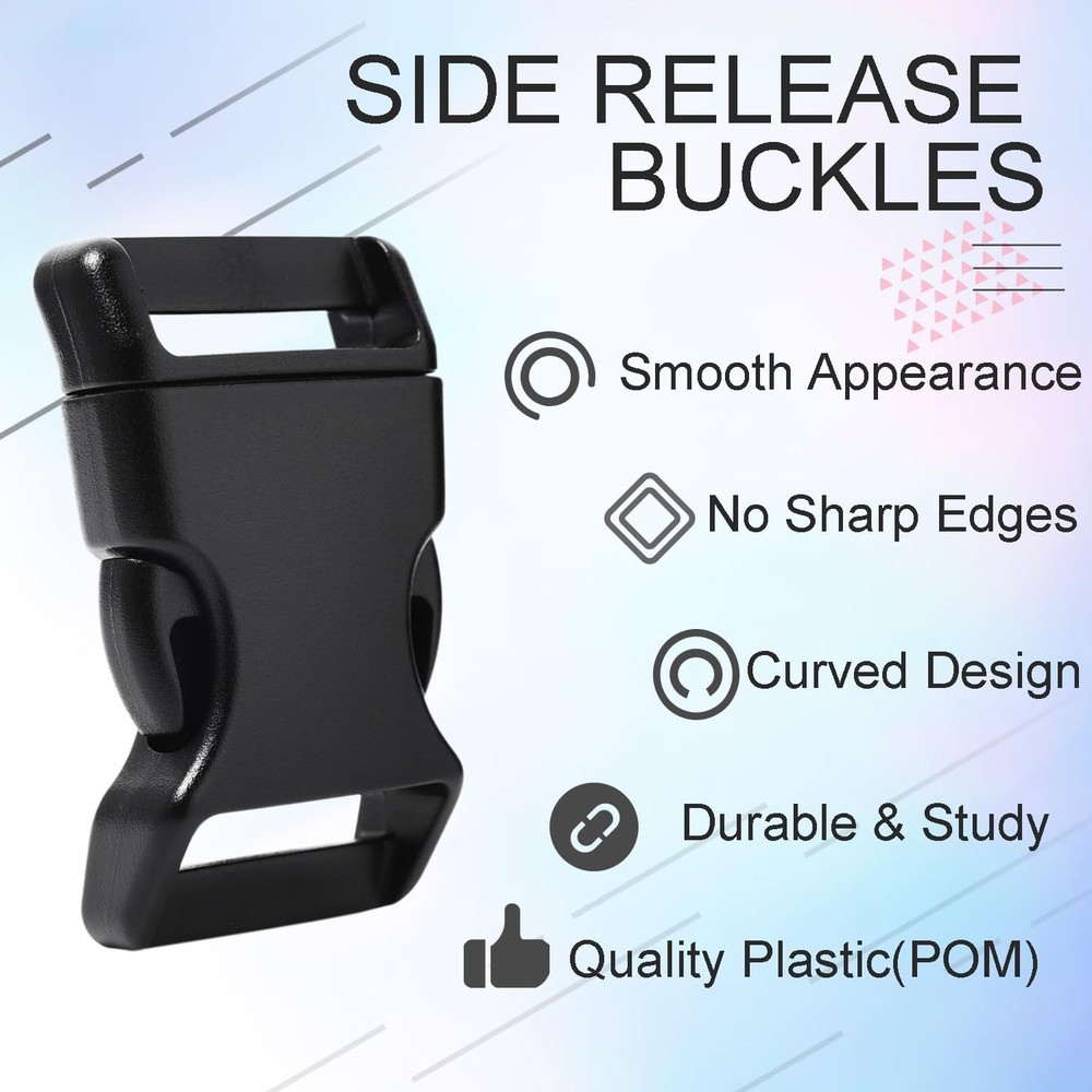20Pack 1 Inch Curved Side Release Plastic Buckles for Backpack Strap, Paracor...