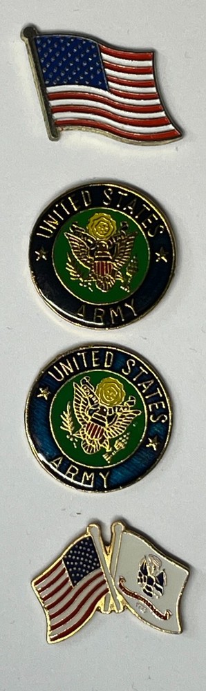 US Flag And Army 4 Lapel Pin Set