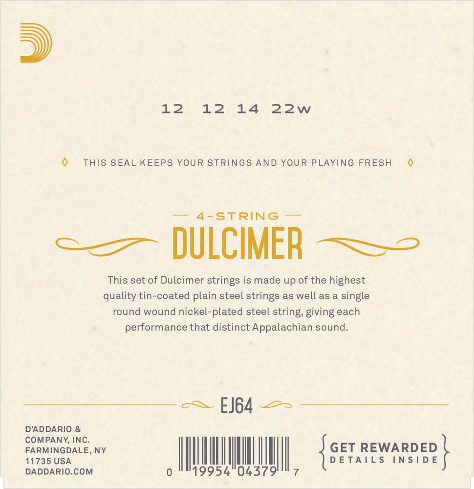 D'Addario EJ64 4 String Dulcimer Strings