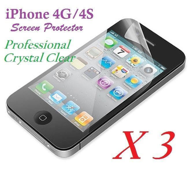 Apple iPhone 4 4S LCD Screen Protector Ultra Clear Film Retail Package X 3