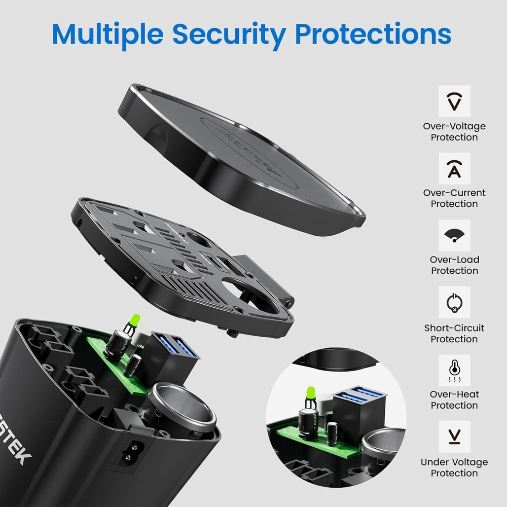 Portable 200W Car Plug Adapter with Fast Charging