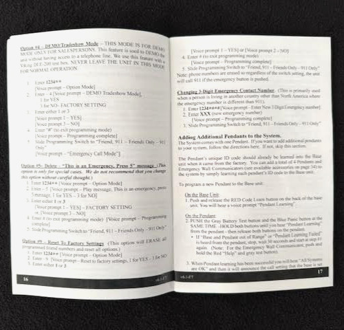 LIFE LINK RESPONSE 2 WAY VOICE EMERGENCY RESPONSE SYSTEM, PENDANT & 911 FORWARD