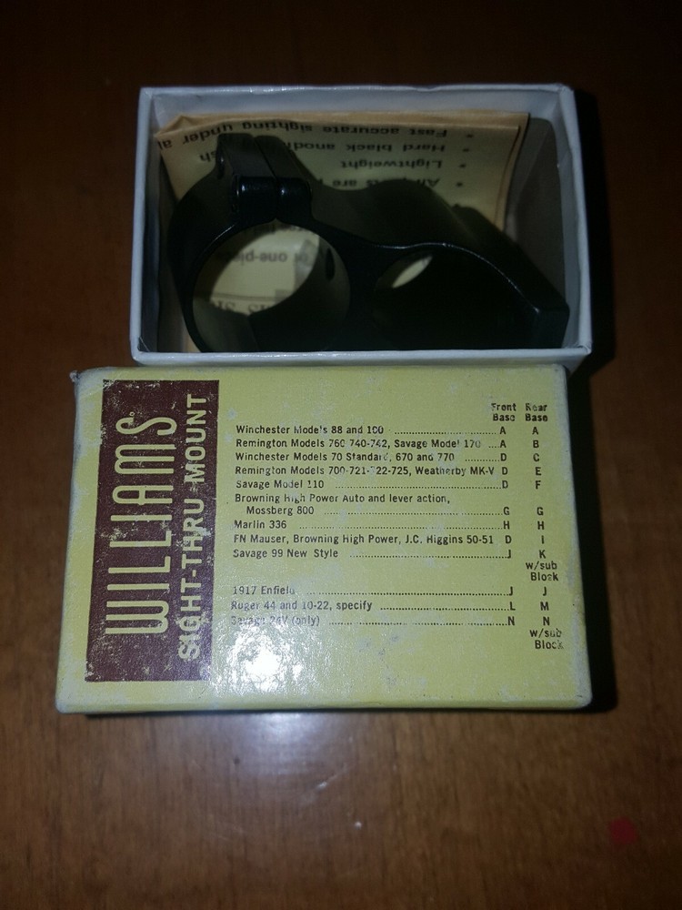 WILLIAMS SIGHT-THRU 1" SCOPE MOUNT Model F SAVAGE 110