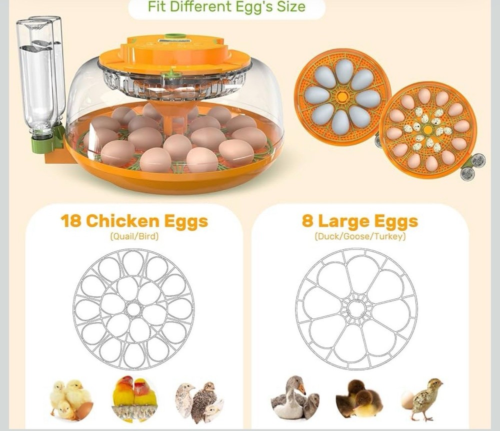 18 Egg Incubators for Hatching Eggs, Automatic Turning And Humidity Control