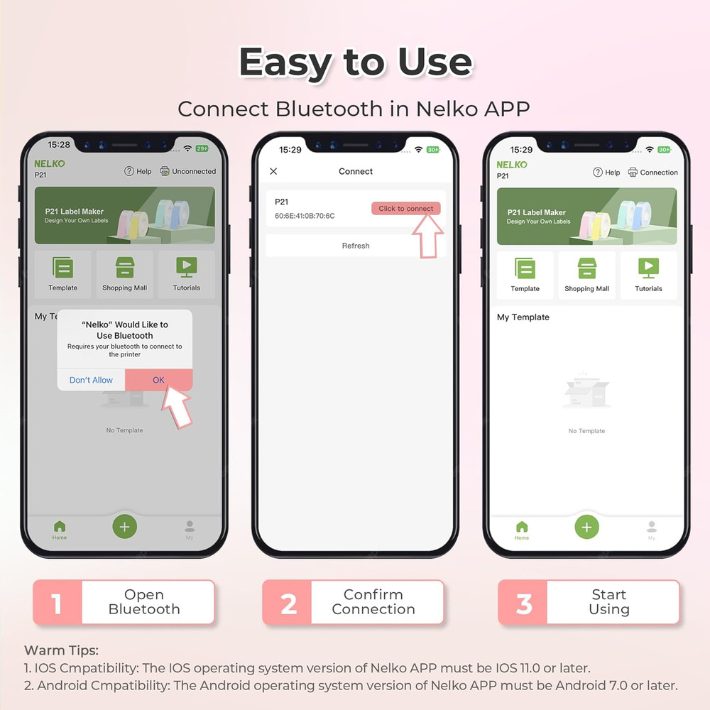Label Maker Machine with Tape, P21 Bluetooth Label Printer, Wireless Mini Label
