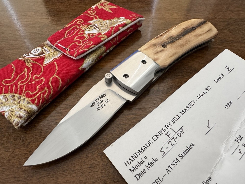 Bill Massey Custom Folding Knife ATS-34 Blade Nice Handle
