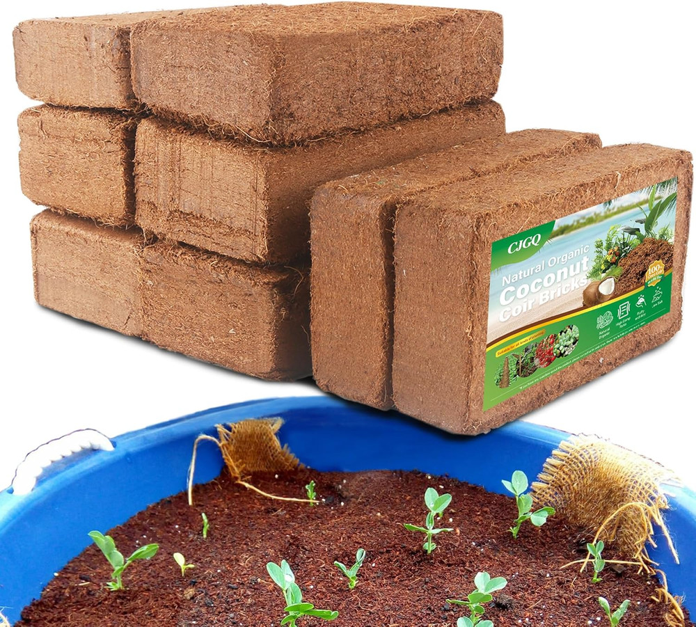 Coconut Coir Bricks 8-Pack Expands 72 Quarts Potting Mix Amendment Seed Start